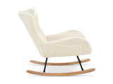 Rocking Chair Nursery, Teddy Upholstered Rocker Glider Chair with High Backrest, Adjustable Headrest W680127248