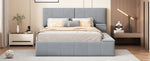 ZUN Queen Size Upholstered Platform Bed with Lateral Storage Compartments and Thick Fabric, Velvet, Gray 75621205