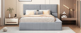 ZUN Queen Size Upholstered Platform Bed with Lateral Storage Compartments and Thick Fabric, Velvet, Gray 75621205