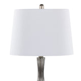 Jenny 27" Contemporary Glass Table Lamp in Clear Smokey Crackle Glass, Brushed Nickel and White B202P224038