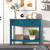 Farmhouse Style Console Table 2 Drawer and Bottom Storage Shelf for Entryway, Rustic Side Table W2557P271250