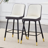 ZUN Modern Two-Tone PU Bar Stool -White and Gray spliced chairs With Gold Decorated Legs.White and W1151P211969