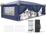10'x20' Instant Pop Up Canopy Tent Blue, 6 Side Panels 2 Doors 4 Mesh Windows, 45955673