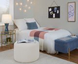 Large Round Pouf in Knitted Beige Fabric by LumiSource B202P223746