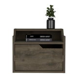 Winchester Floating Nightstand, Modern Dual-Tier Design with Spacious Single Drawer Storage, Dark B097P199740