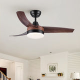 ZUN 42 In Intergrated LED Ceiling Fan Lighting with Brown Wood Grain ABS Blade W136755960