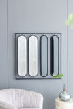 36" x 36" Large Four Oval Wall Mirror with Black Square Frame, Home Decor for Living Room, Bedroom, W2078124365