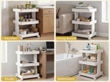 3 -Tier DIY Rolling Storage Cart,15.5" 14.5" 30" with Detachable Ventilated Trays for Kitchen & 75119826