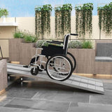 ZUN 8' wheelchair ramp Portable folding ramp silver 65407969