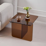 Tempered Brown Glass SideTable, Small Tea Table, Brown Night Stand Tempered Glass Sofa Table W1718P255033