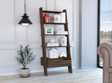 New Haven 1-Drawer 4-Shelf Ladder Bookcase Dark Walnut B06280177