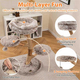 4-Level Natural Pear Wood Cat Tree - 19.5"x35.5", Jute Scratch Posts Plush Ball, Long Plush 98702501