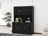 71" Kitchen Pantry Storage Cabinet with Microwave Oven Countertop, Freestanding Hutch Cabinet with W282P170918