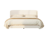 Boucle Queen Bed Frame with Adjustable Height Modern Platform Bed with Curved Cloud N733P439495K