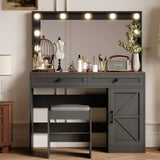 43.4"Makeup Vanity Table, Makeup Table with Large Mirror and 11 LED Light , Brightness Adjustable, W2386P199525