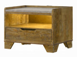 Transitional Brown Finish Nightstand With LED Light USB Ports Wooden Bedroom Furniture 1pc Bedside B2741P411507