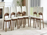 2 walnut colored solid wood dining chairs, with white PU soft packaging on the backrest and seat W1151P455536