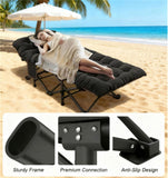 Black outdoor camping bed with mat and handbag, heavy-duty outdoor bed 33393894