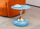 Mermaid Tail End Coffee Table Round Side Table, Modern Metal Pedestal Table, Minimalist Accent Table W2664P232834