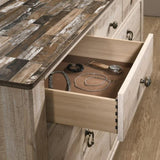 Imerland Contemporary White Wash Finish Bedroom 6-piece Set, King Bed, Dresser, Mirror, 2 T2574P200211