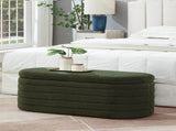 Modern Oval Storage Ottoman Bench, Upholstered Boucle Teddy Fabric of Bed Bench with Storage, W2186P193118
