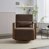 30.3"W Swivel Modern Upholstered Accent Chair with Solid Wood Armrests and 360 Degree Comfy Lounge W1298P246435