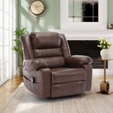 ZUN Breathable Leather Massage Recliner Chair Manual Living Room Reclining Sofa W1403P156677