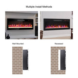 50 inch recessed ultra thin tempered glass front wall mounted electric fireplace with remote and W1769103305