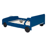 Full Size Car-Shaped Platform Bed with Wheels,Blue WF311753AAC