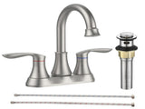 Bathroom Faucet Brushed Nickel with Pop-up Drain & Supply Hoses Two-Handle 360 Degree High Arc 62827781