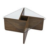 31.5 Inch Glass Coffee, Mid-Century Modern Square Coffee, Living Room Wooden Coffee W2972P277853