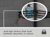 Matte Black Rust-Resistant Tension Pole Shower Caddy with 3 Adjustable Baskets 13239220