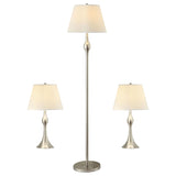 Beige and Brushed Nickel 3-Piece Lamp Set B062P153749