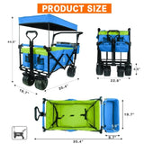 Foldable Wagon with Removable Canopy & Cooler Bag - Heavy Duty Collapsible Wagon Utility Cart with 31283687