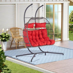 ZUN 2 Person Outdoor Rattan Hanging Chair Patio Wicker Egg Chair W87472177