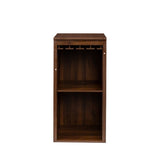 Brown walnut color modular wine bar Cabinet with Storage Shelves with Hutch for Dining Room W331P282805