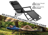 Portable Dual Purposes Extendable Folding Reclining Chair Black 17184383