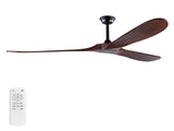 72 Inch Ceiling Fan with 3 Solid Wood Blades, Reversible Quiet DC Motor, Remote Control, Modern W3816P585993