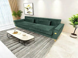 FX-P18-RG2 Luxury Emerald Green Velvet Sofa with Gold Accents - Modern 3-Seat Couch with Plush W57664704
