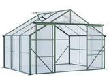 8X6FT-Green Double Door Polycarbonate Greenhouse Raised Base and Anchor Aluminum Heavy Duty Walk-in 16614730