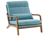 High Back Solid Wood Armrest Backrest Iron Frame Linen Indoor Leisure Chair Teal 72413799