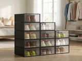 12-pack Clear View Shoe Organizers, Stackable Plastic Storage Boxes for Closet 87689708