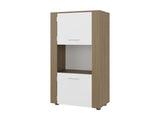 Kasaan Bookcase with Upper and Lower Doors, Open Display Shelves and Vertical Storage Design, B097P474311