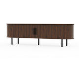 Walnut Embossed Particle Board TV Stand, Oval Tabletop 1473558cm, Modern Entertainment Center with 34294354