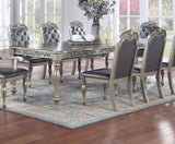 Formal 1pc Table w 2x Leaves Only Silver / Grey Finish Antique Design Rubberwood Large Family B011138665