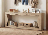 63" Narrow Console Table with Wavy Hollow Design, 2-Tier Extra Long Entryway Table with Storage 29895632