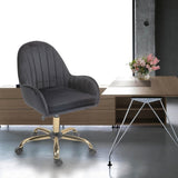 ZUN Velvet Home Office Chair with Wheels, Cute Chair with Side Arms and Gold Metal Base for Living Room, W1733P215112