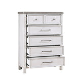 White and Gray Finish 1pc Bedroom Chest of 5 Drawers Classic Design Wooden Furniture B011P244982