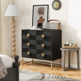 ZUN 3 Drawer Storage Cabinet,3 Drawer Modern Dresser,Chest of Drawers With Decorative Embossed Pattern W2232P164997