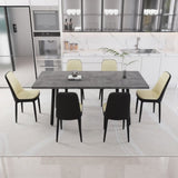 55.12-70.87" expandable rectangular dining table that can accommodate 4-6 people, equipped with 6 PU 09405971
